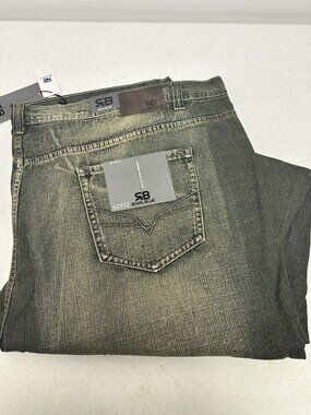 Royal Blue Brand Denim Jeans Men 62 x 32 Relaxed Big & Tall Olive Green Wash